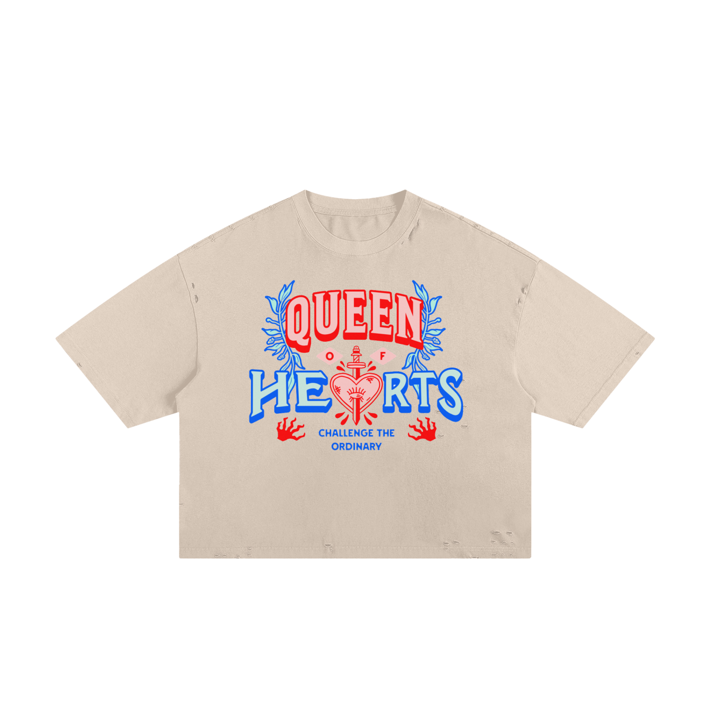 Queen of Hearts Classic Frayed Boxy Tee
