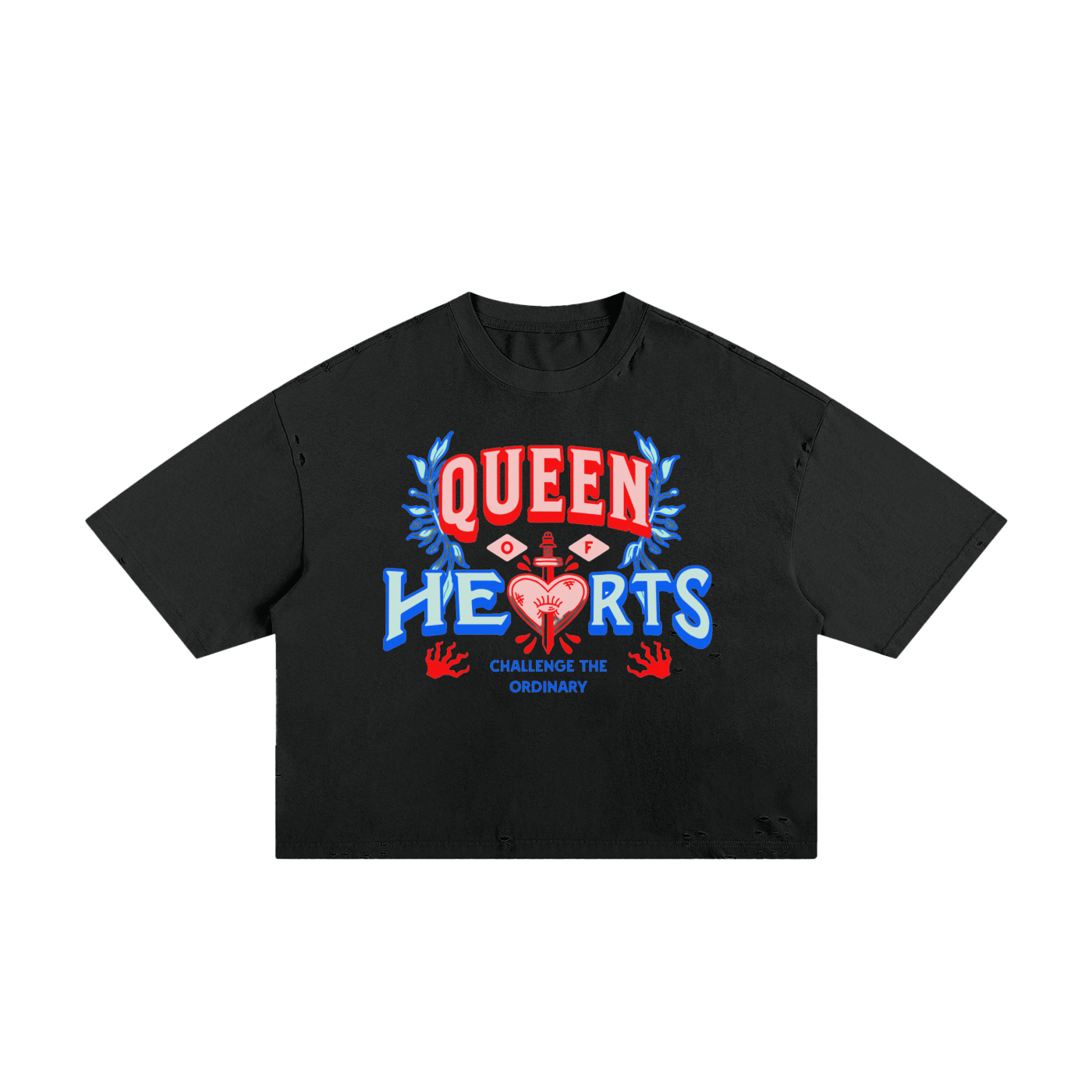 Queen of Hearts Classic Frayed Boxy Tee