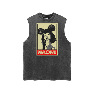 Naomi Snow Washed Frayed Hem Tank Top