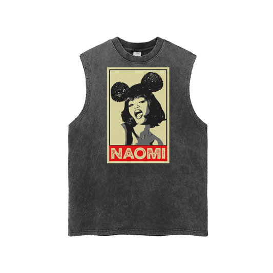 Naomi Snow Washed Frayed Hem Tank Top