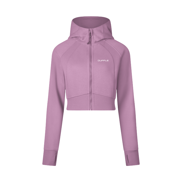 Scuba Oversized Cropped Zip-Through Hoodie