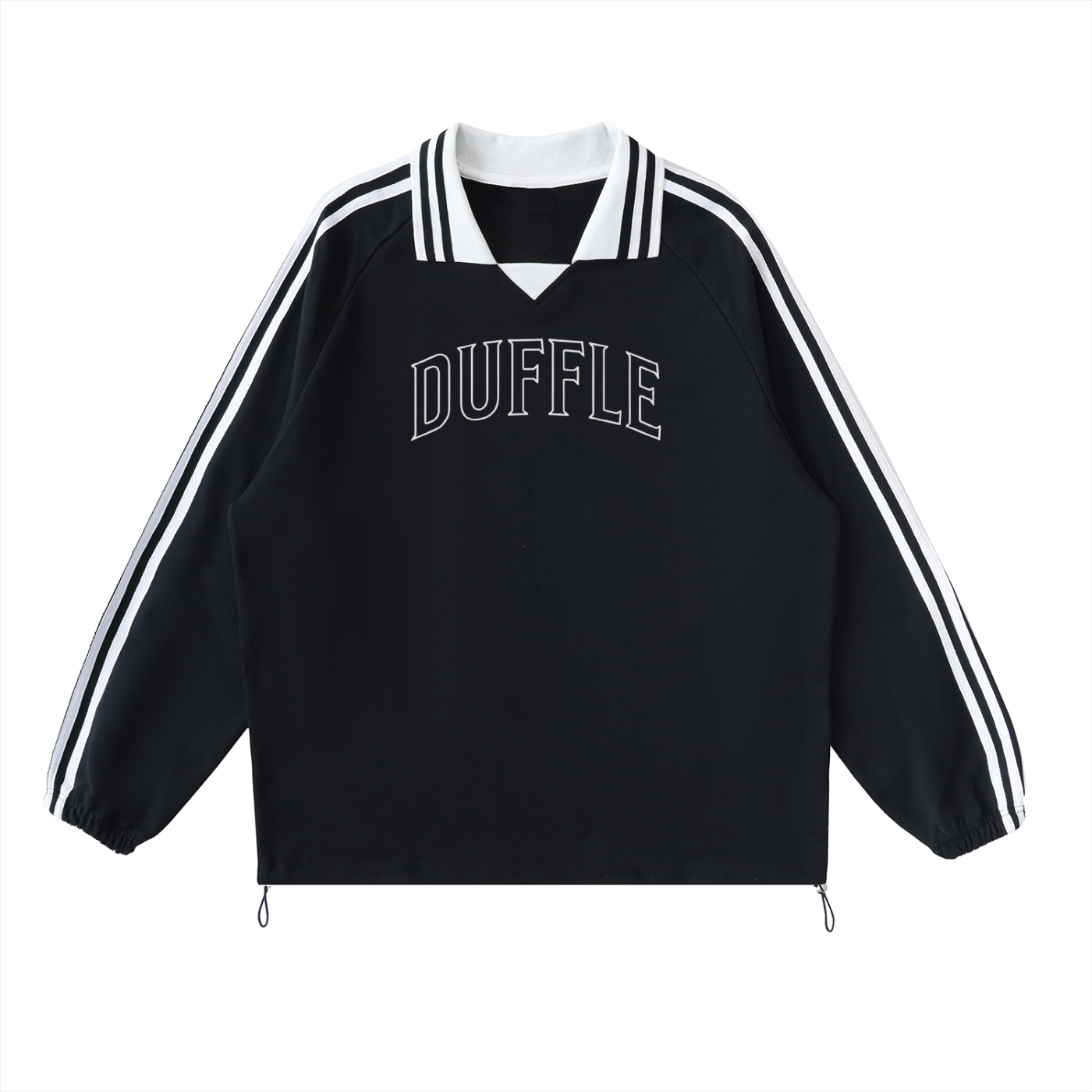 DUFFLE Striped Lapel Collar Sweatshirt