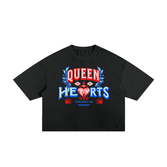 Queen of Hearts Classic Frayed Boxy Tee
