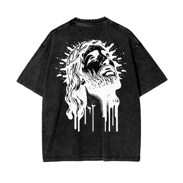 Jesus Acid Wash Oversize T-Shirt