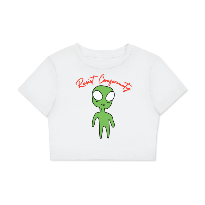 Resist Conformity Alien Women's Fitted Crop Tee | Bodycon T-Shirt