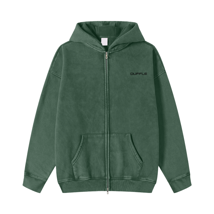 DUFFLE Streetwear Acid Washed Zip-up Hoodie