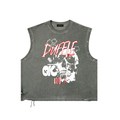 Skull Distressed Grommet Eyelet Tank Top