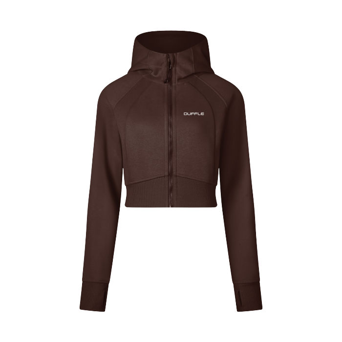 Scuba Oversized Cropped Zip-Through Hoodie