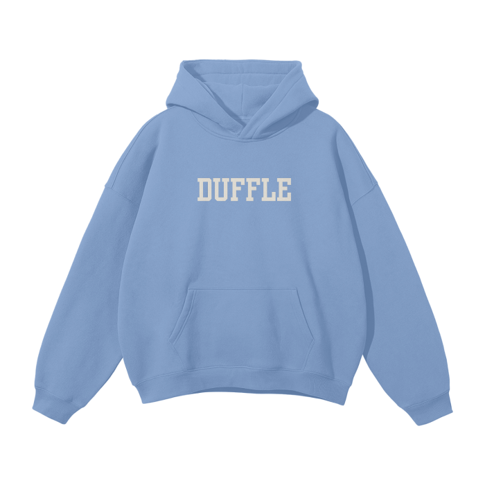 DUFFLE UNIVERSITY Oversized Solid Color Fleece Hoodie