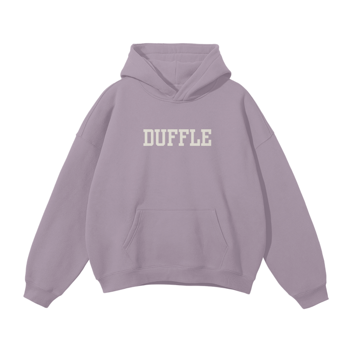 DUFFLE UNIVERSITY Oversized Solid Color Fleece Hoodie