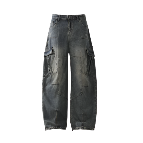 Heavyweight Multi-Pocket Washed Vintage Loose Jean