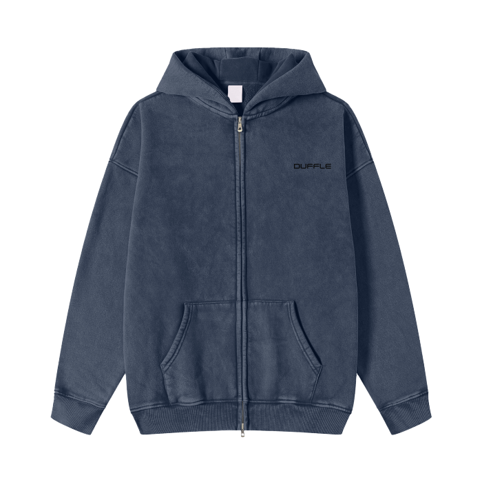 DUFFLE Streetwear Acid Washed Zip-up Hoodie
