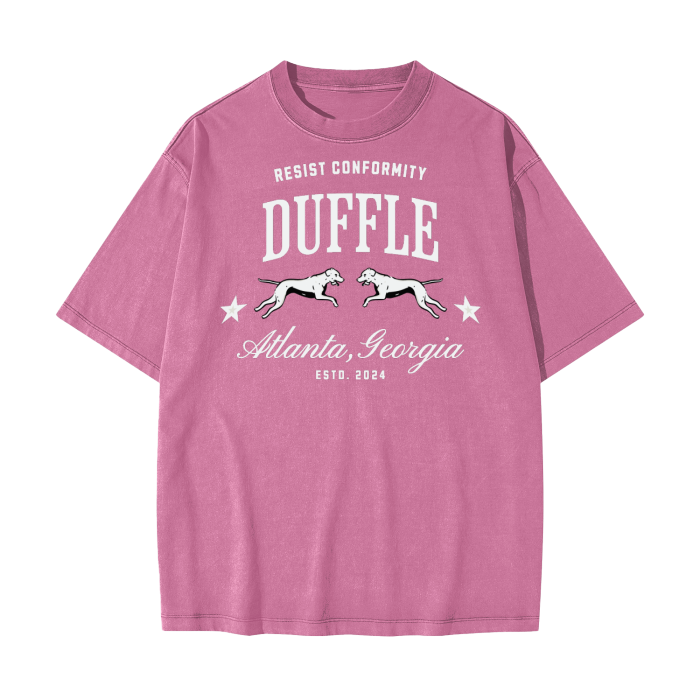 DUFFLE UNIVERSITY Heavyweight Drop Shoulder Vintage Washed Solid Color Tee