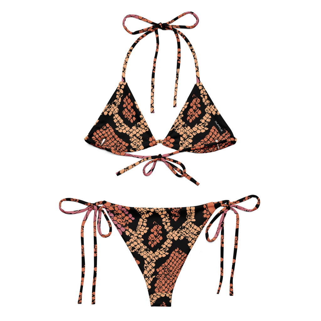 Pink Snake Print String Bikini