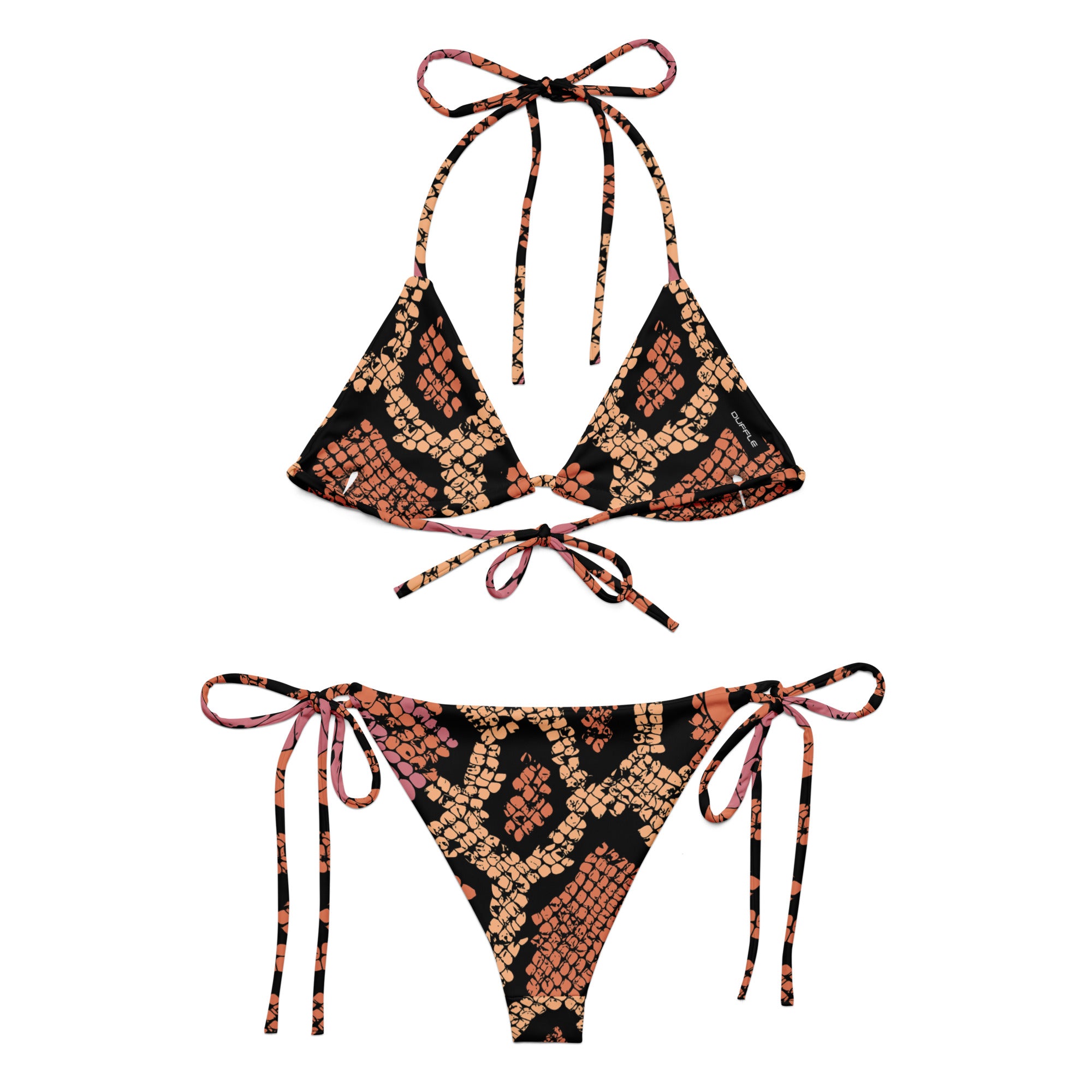Pink Snake Print String Bikini