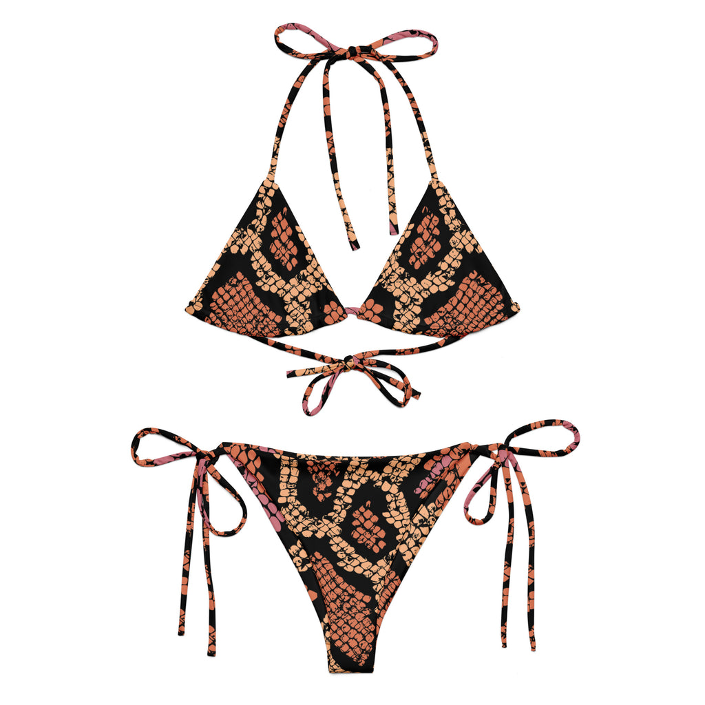 Pink Snake Print String Bikini