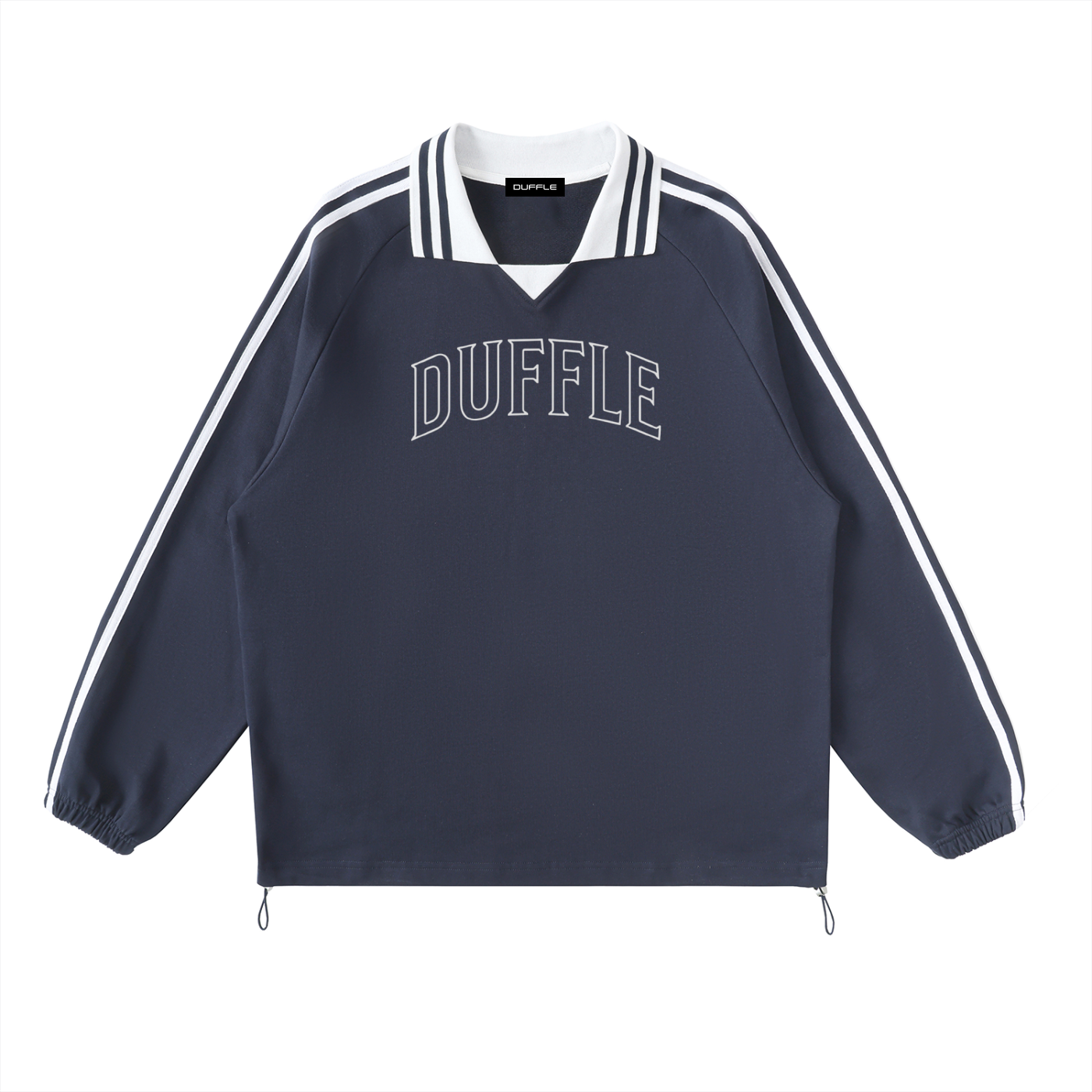 DUFFLE Striped Lapel Collar Sweatshirt