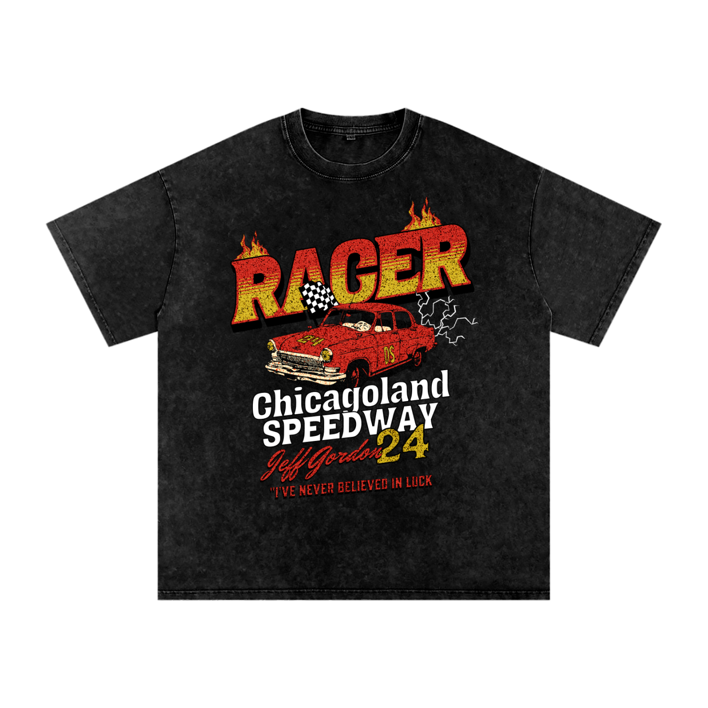 Chicago Racer Acid Wash Oversize T-Shirt - 250 GSM