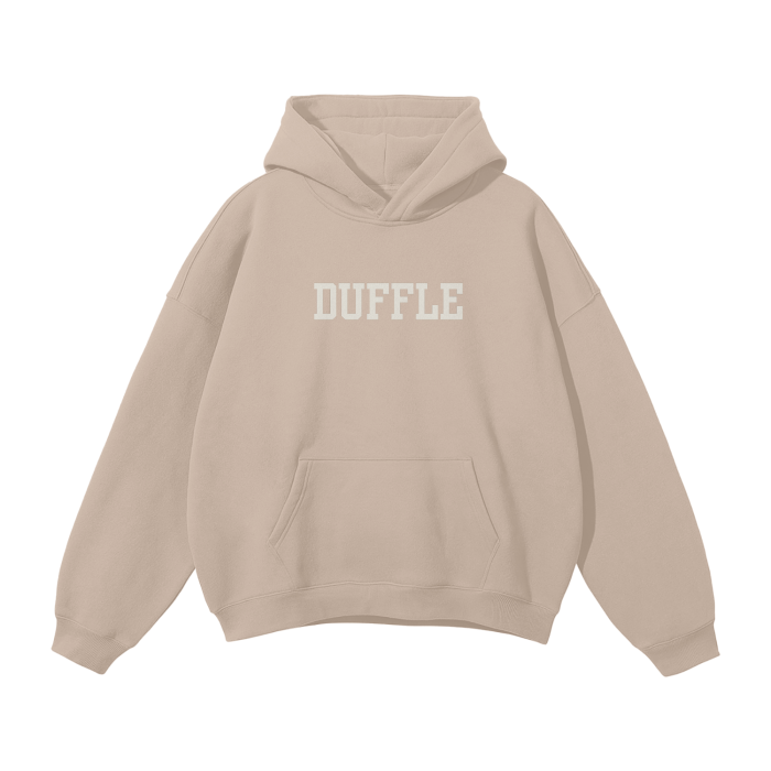 DUFFLE UNIVERSITY Oversized Solid Color Fleece Hoodie