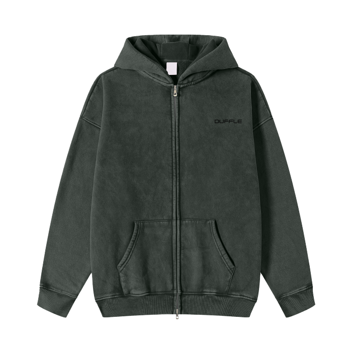 DUFFLE Streetwear Acid Washed Zip-up Hoodie