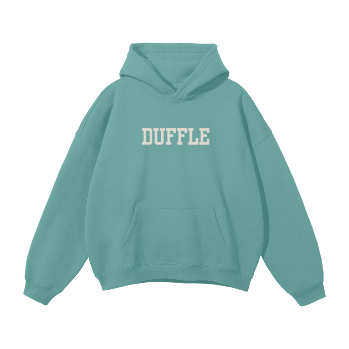 DUFFLE UNIVERSITY Oversized Solid Color Fleece Hoodie