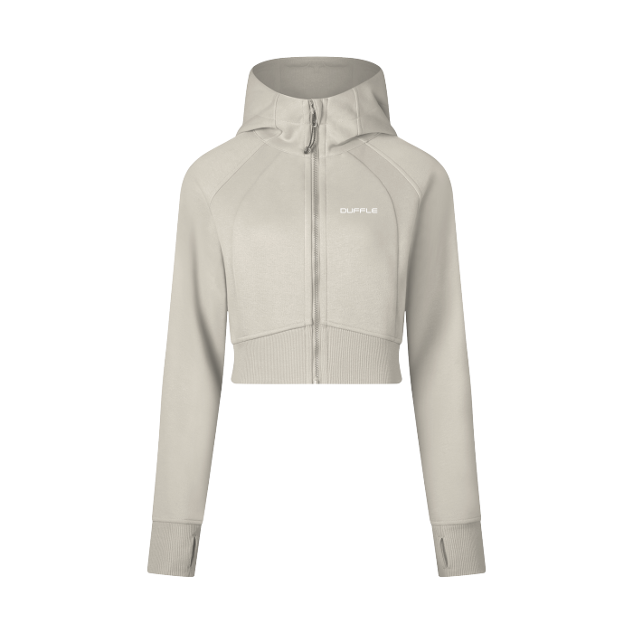 Scuba Oversized Cropped Zip-Through Hoodie
