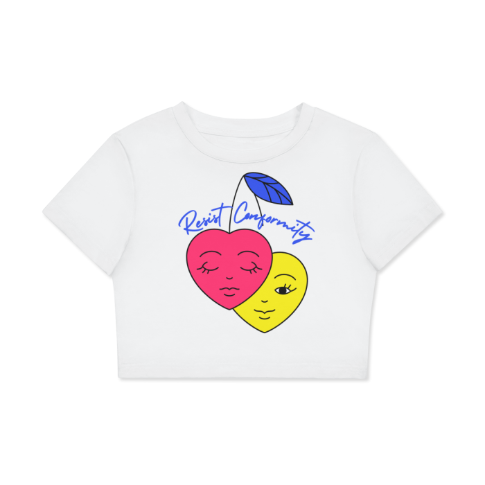 DUFFLE Hearts Women's Bodycon Crop Tee