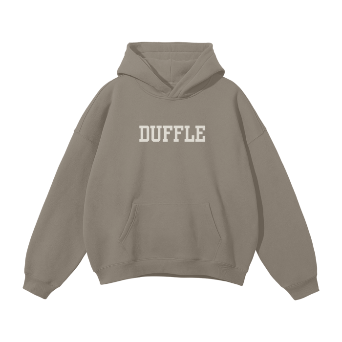 DUFFLE UNIVERSITY Oversized Solid Color Fleece Hoodie