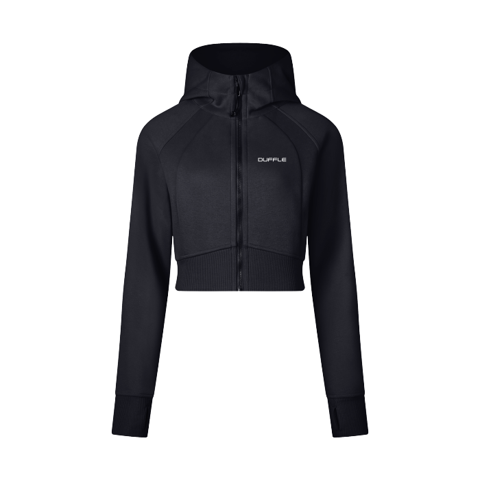 Scuba Oversized Cropped Zip-Through Hoodie