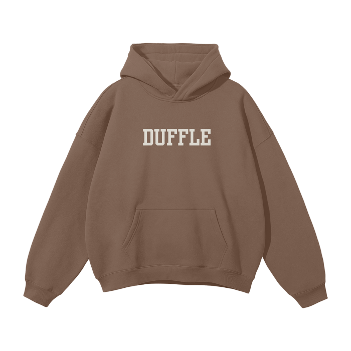 DUFFLE UNIVERSITY Oversized Solid Color Fleece Hoodie