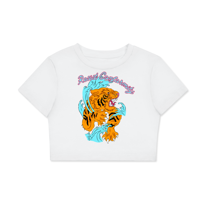 Resist Conformity Tiger Splash Women's Fitted Crop Tee