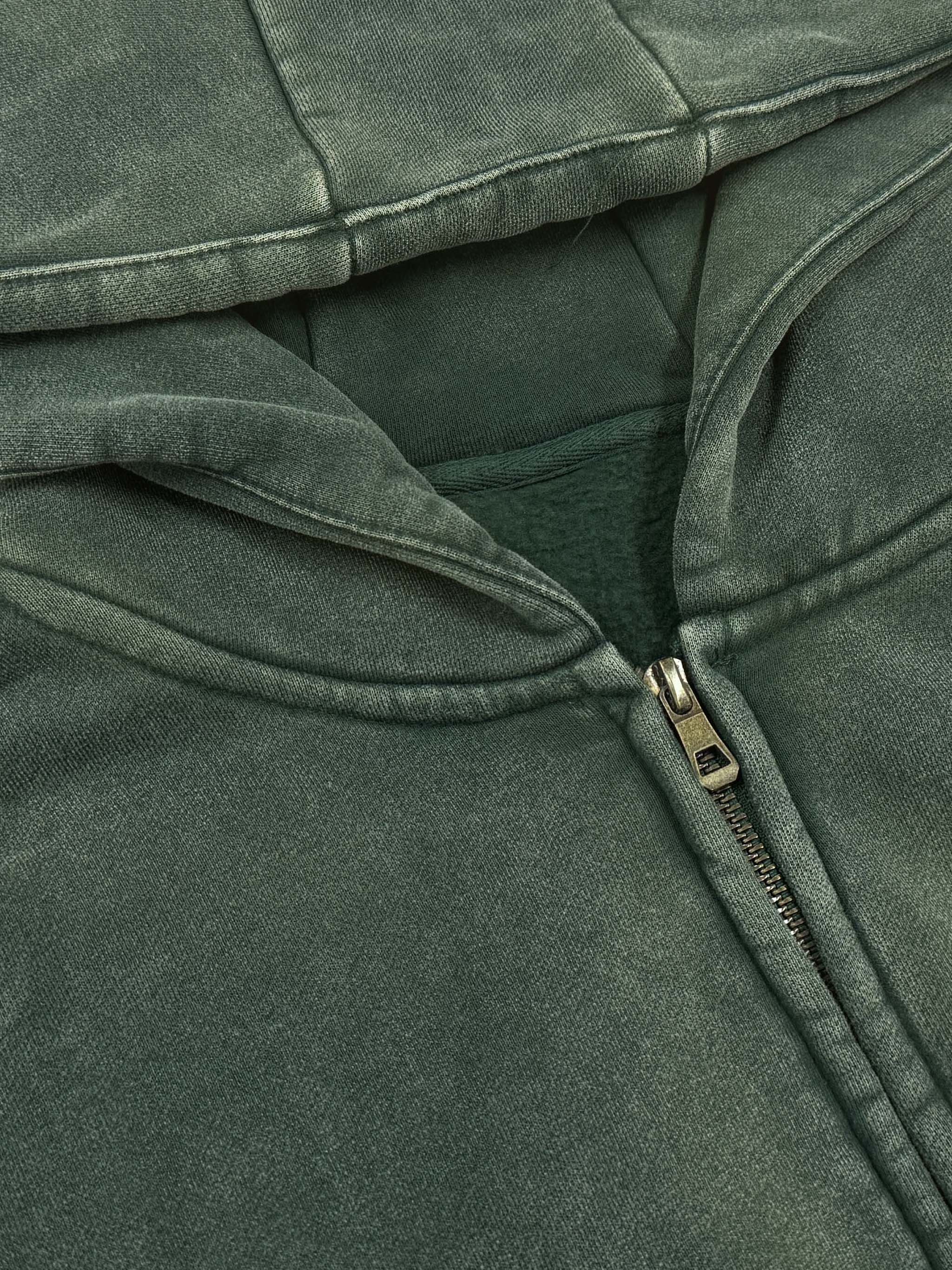 DUFFLE Streetwear Acid Washed Zip-up Hoodie